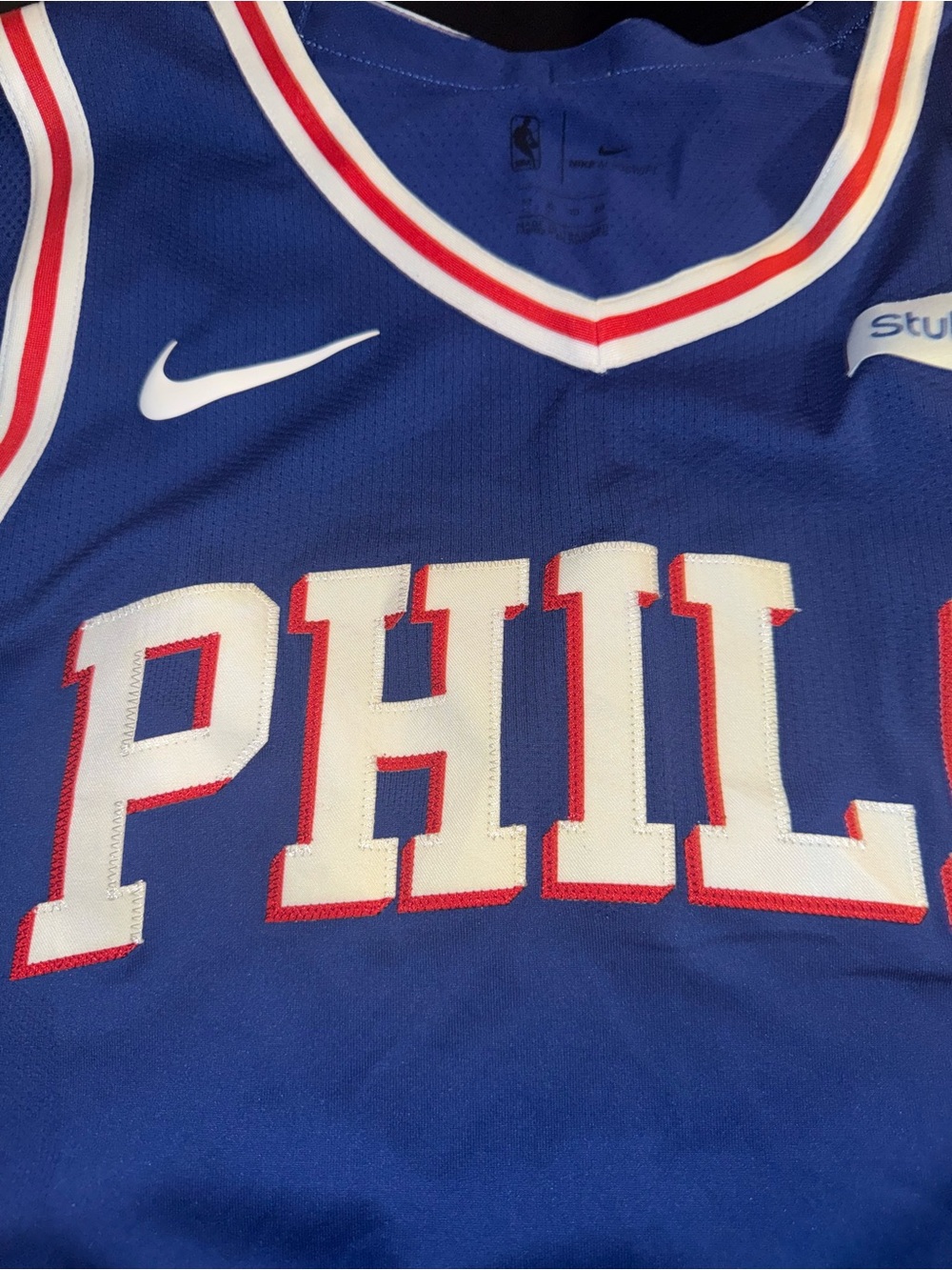 Nike Blue PHILA Basketball Jersey with White & Red Trim - Picture 2 of 5